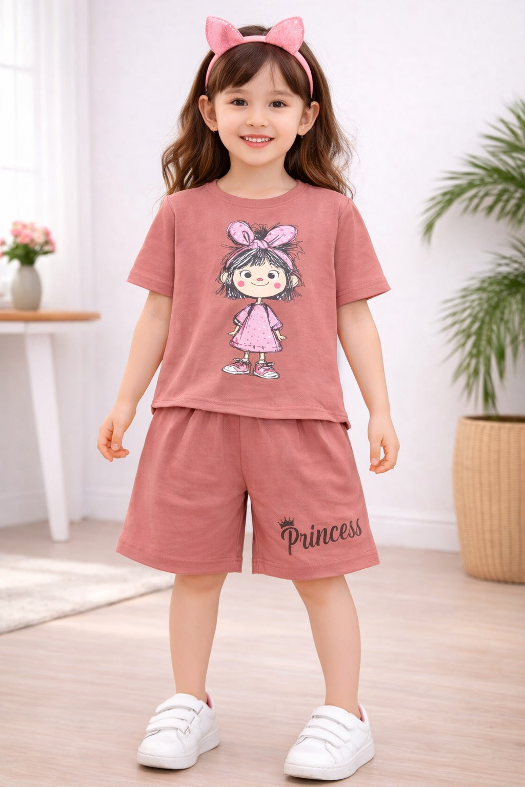 Little Girl Printed brownish pink Girls Nicker Suit 439