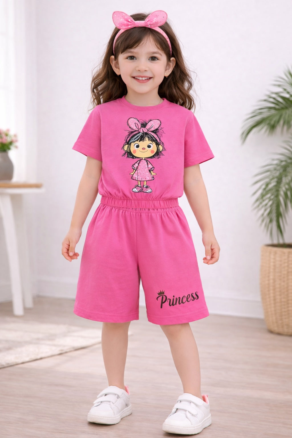 Little Girl Printed Pink  Girls Nicker Suit 439