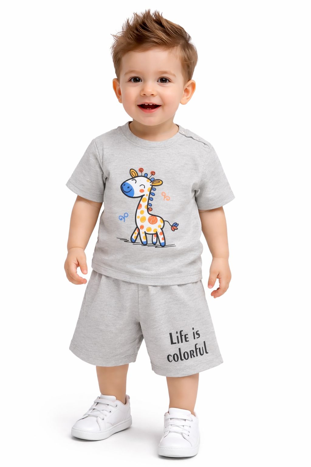 Little Giraffe Printed Grey  New Born  Nicker Suit 233