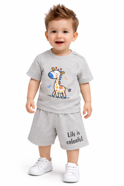 Little Giraffe Printed Grey  New Born  Nicker Suit 233