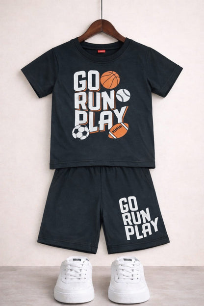 [Go Run Play] Printed Black Nicker Suit Boys 258