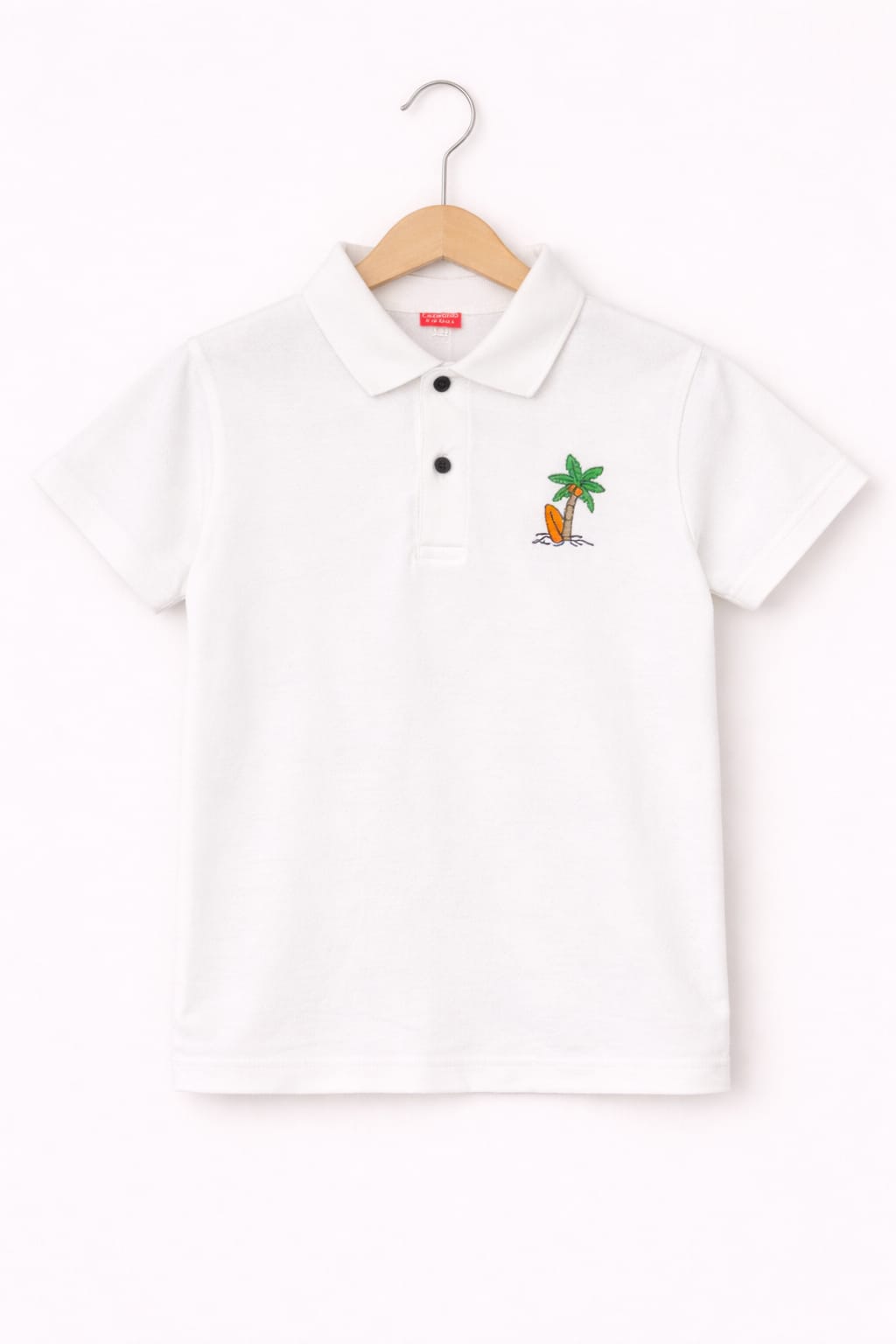 Little Beach Palm Printed White  Polo Shirt Boys 257