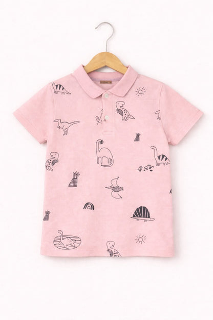 Dragan Printed  Light Pink  Polo Shirt Boys 284