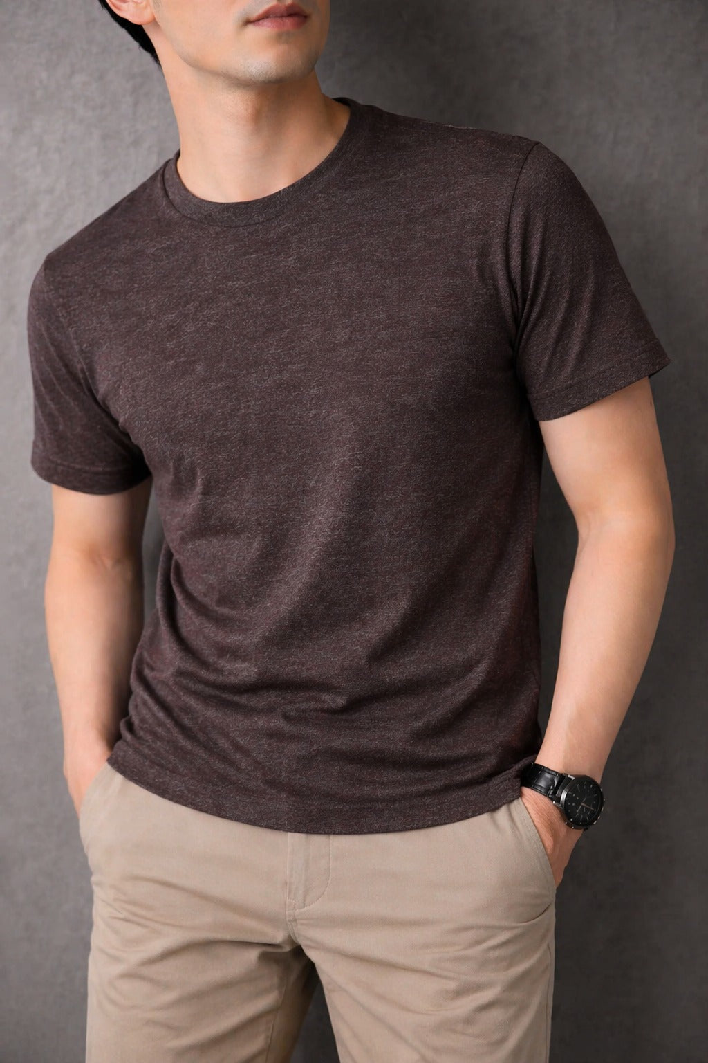 Chocolate Brown Plain  Men's T-Shirt  546