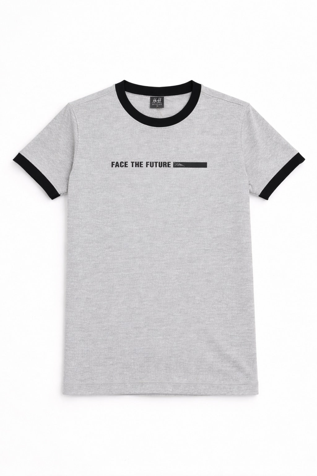 Grey [ Face the Future] Printed Cotton Combed Terry Men's T-Shirt  539