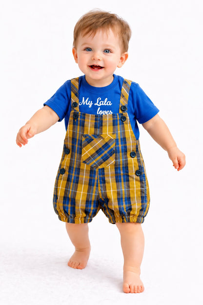 Royal Blue & Mustard Boys Romper Set 220
