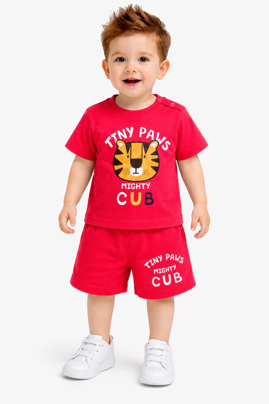 [Tiny Paws] Printed Red New Born  Nicker Suit 220