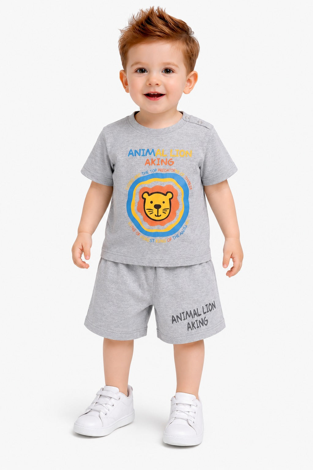 [ Animallion Aking ] Printed Grey New Born  Nicker Suit 231