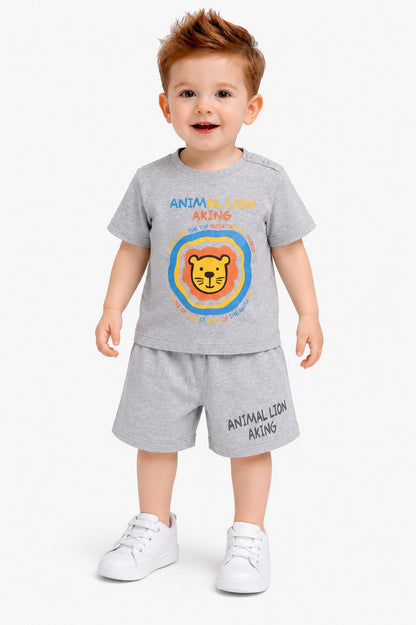 [ Animallion Aking ] Printed Grey New Born  Nicker Suit 231