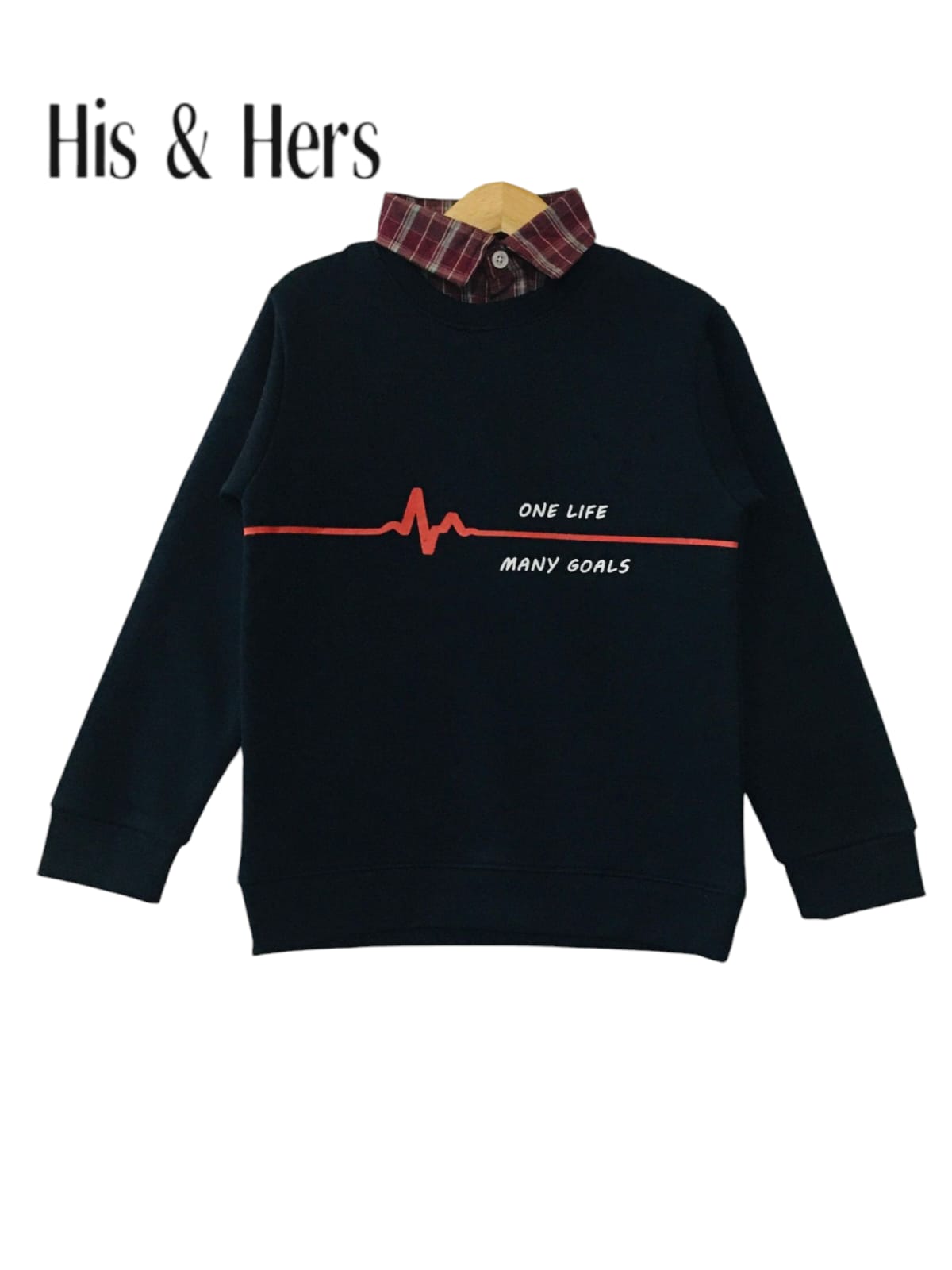 "One Life , Many Goals" Black Double Sweatshirt Boys(003)