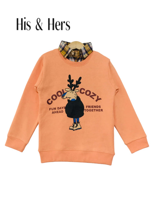 Cool & Cozy Peach Double Sweatshirt Boys 004