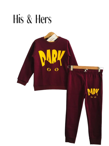 DARK Cat Face Mahroon Track Suit  Unisex 006C