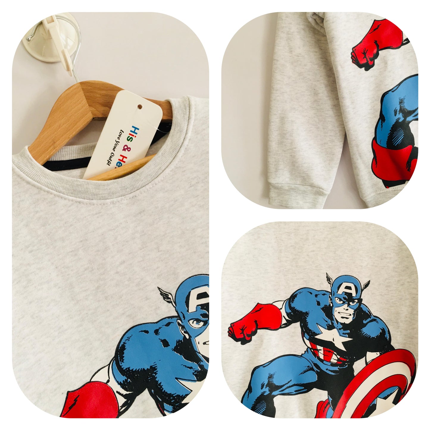 Captain America Oatmeal Sweatshirt Boys (004) &A