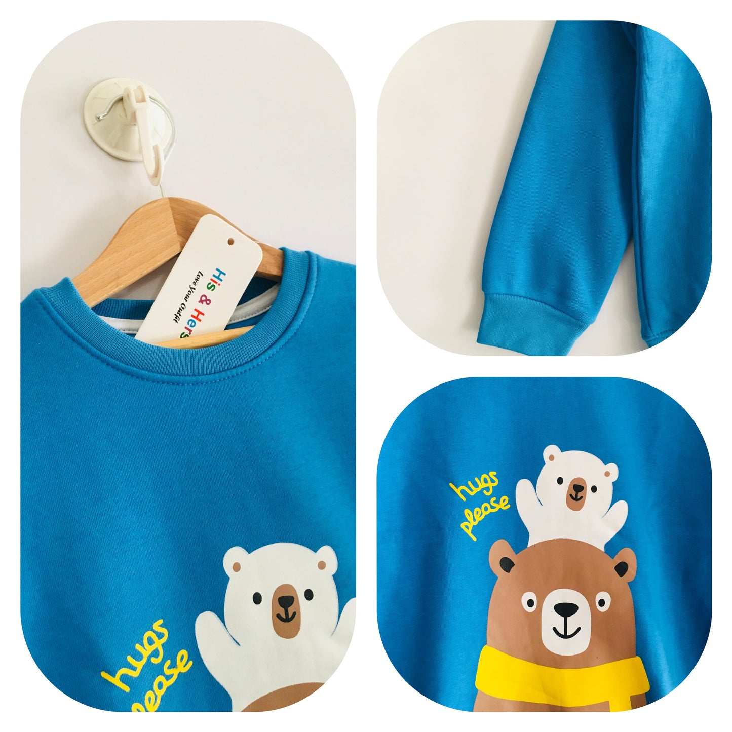 Hugs Please Blue Sweatshirt Unisex L5