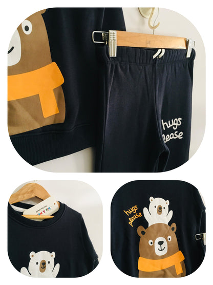 Hugs Please Navy Blue Track Suit  Unisex (006)