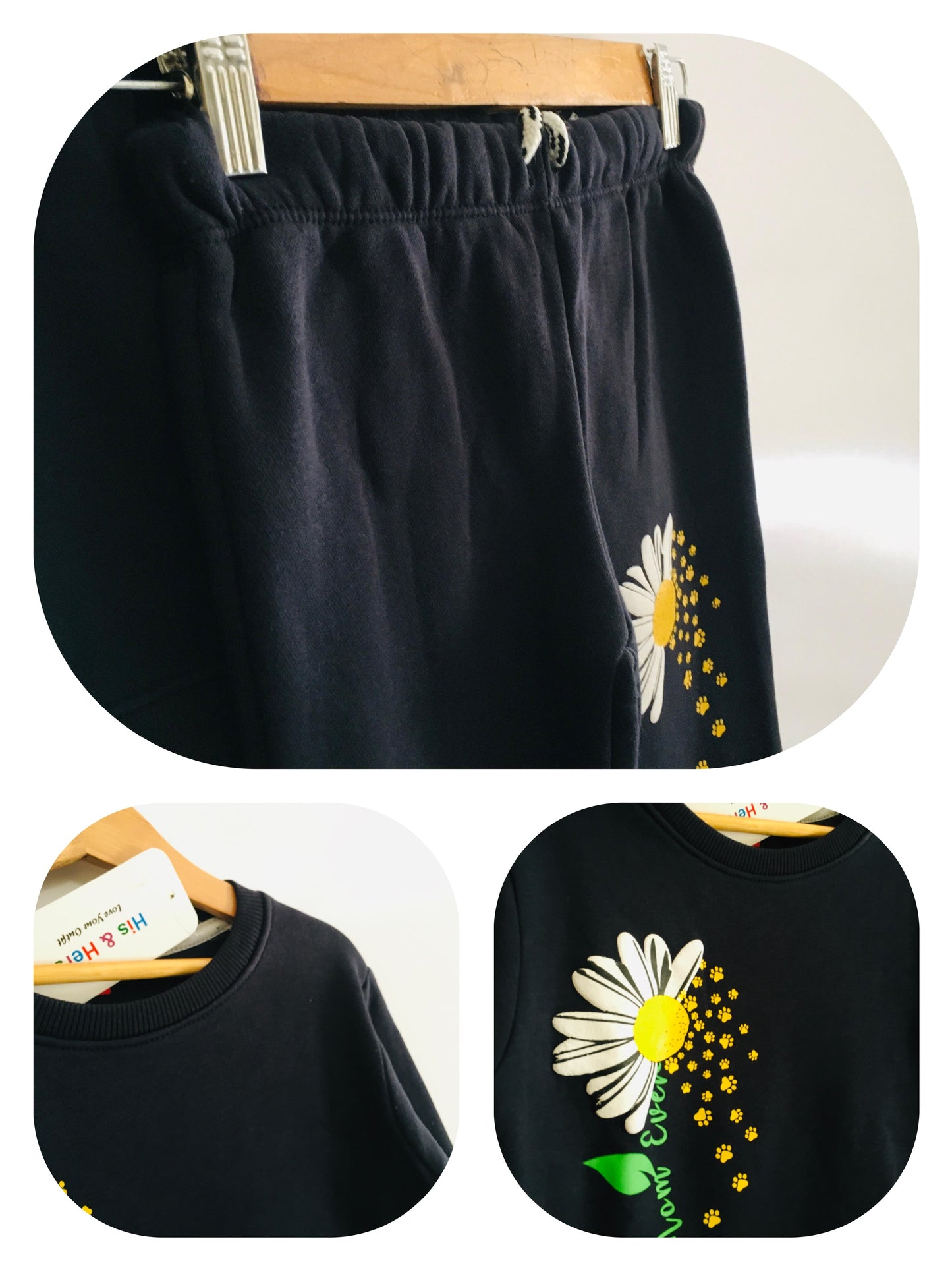 Flower & Paw Print Navy Blue Tracksuit Girls 295