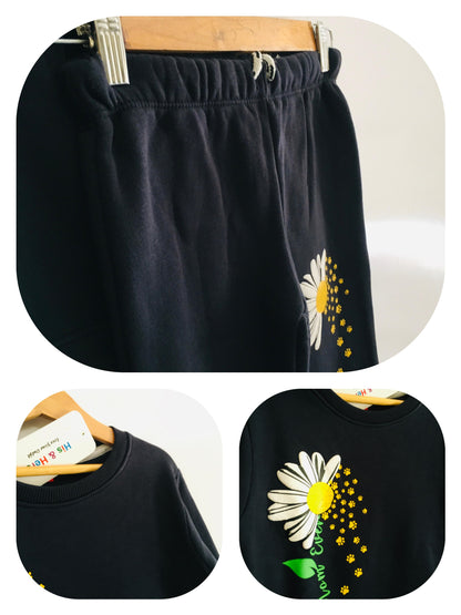 Flower & Paw Print Navy Blue Tracksuit Girls 295