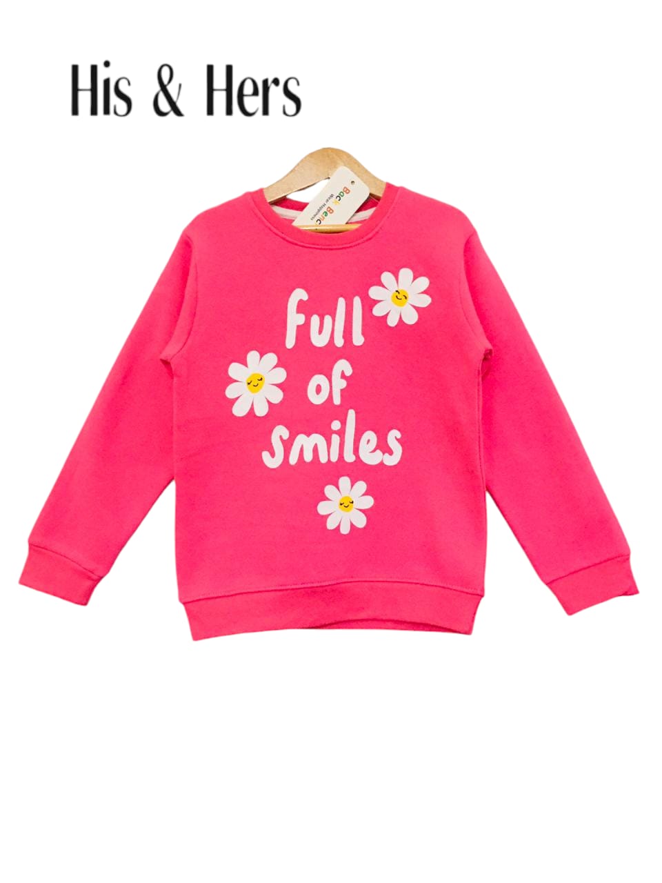 Full Of Smile Pink Sweat shirt Girls (001)
