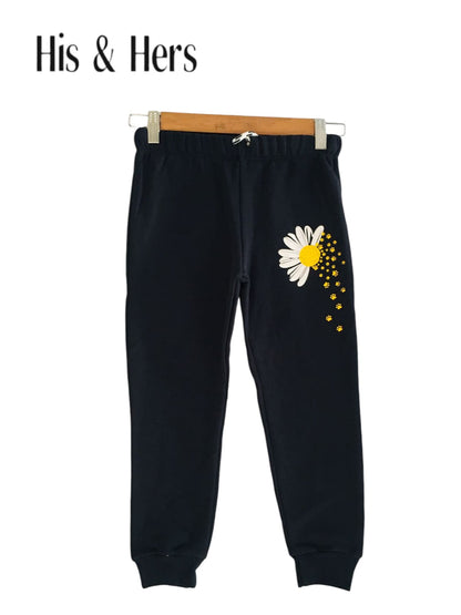 One Flower Black Trousers Girls(009）