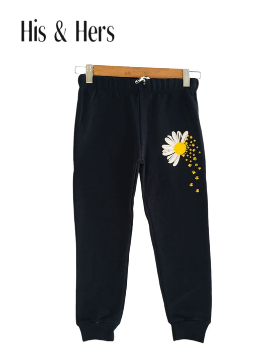 One Flower Black Trousers Girls(009）