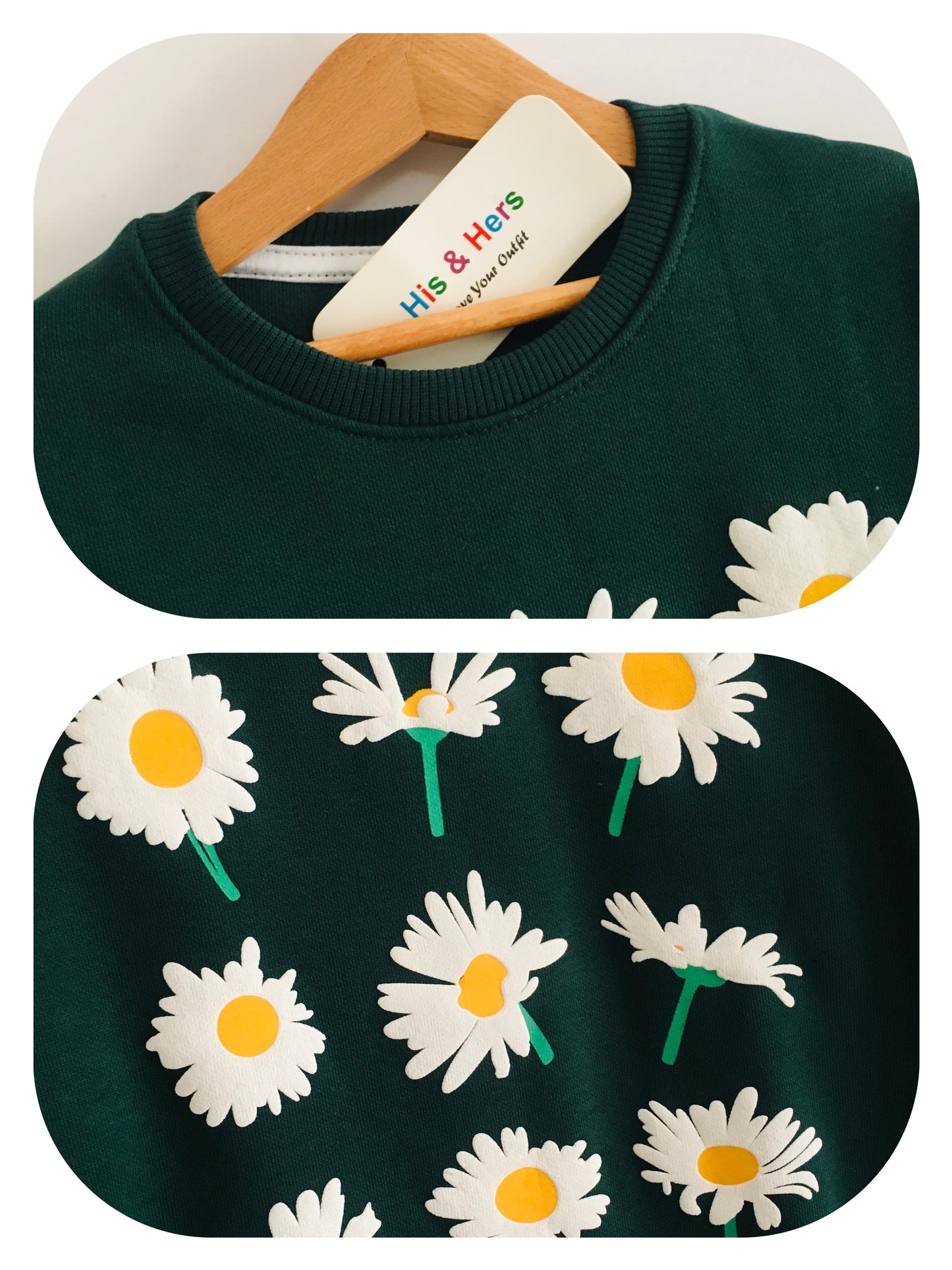 Nine flowers green sweatshirt girls L11