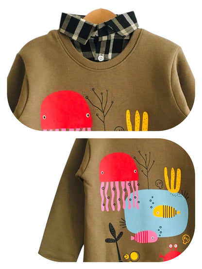 ''Oceanic''Brown Double sweatshirt (002)