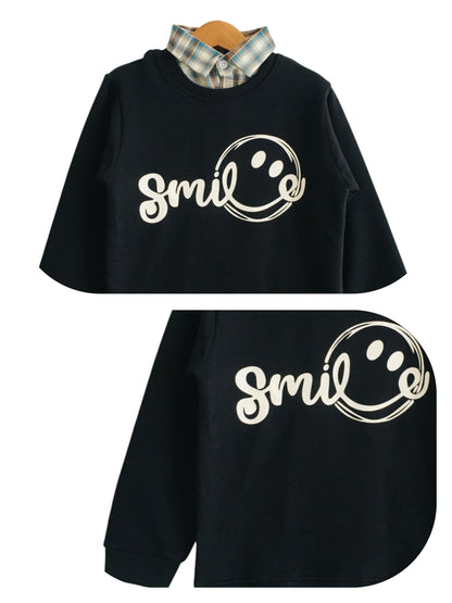 ''Smile ''Black Double sweatshirt (003）