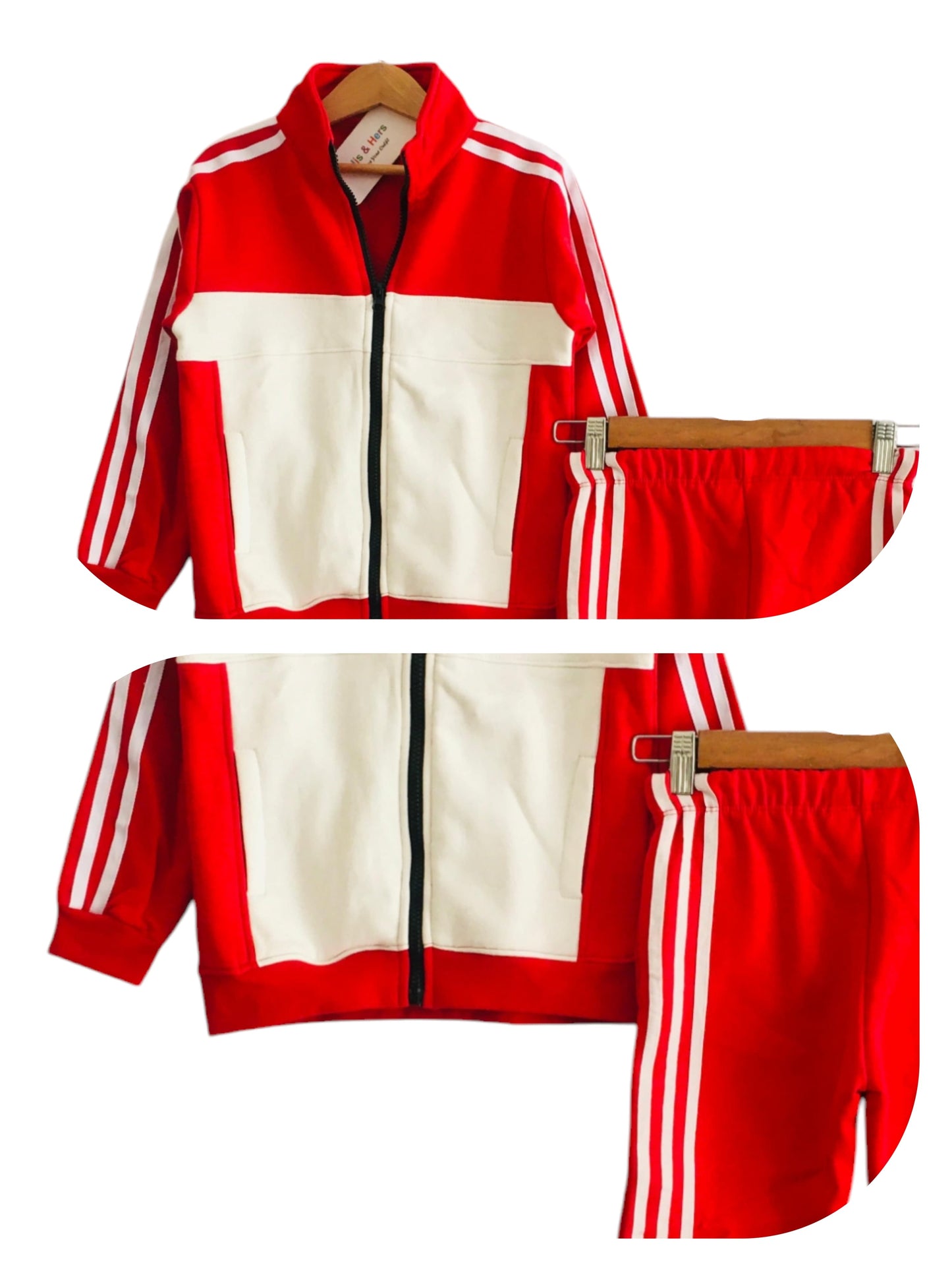 Red &White Zipper Tracksuit Unisex (002)