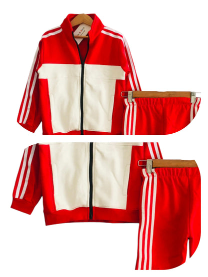 Red &White Zipper Tracksuit Unisex (002)