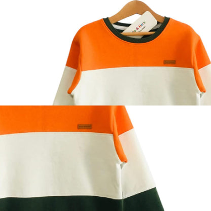 Orange & White & Green panel sweatshirt 002 & R