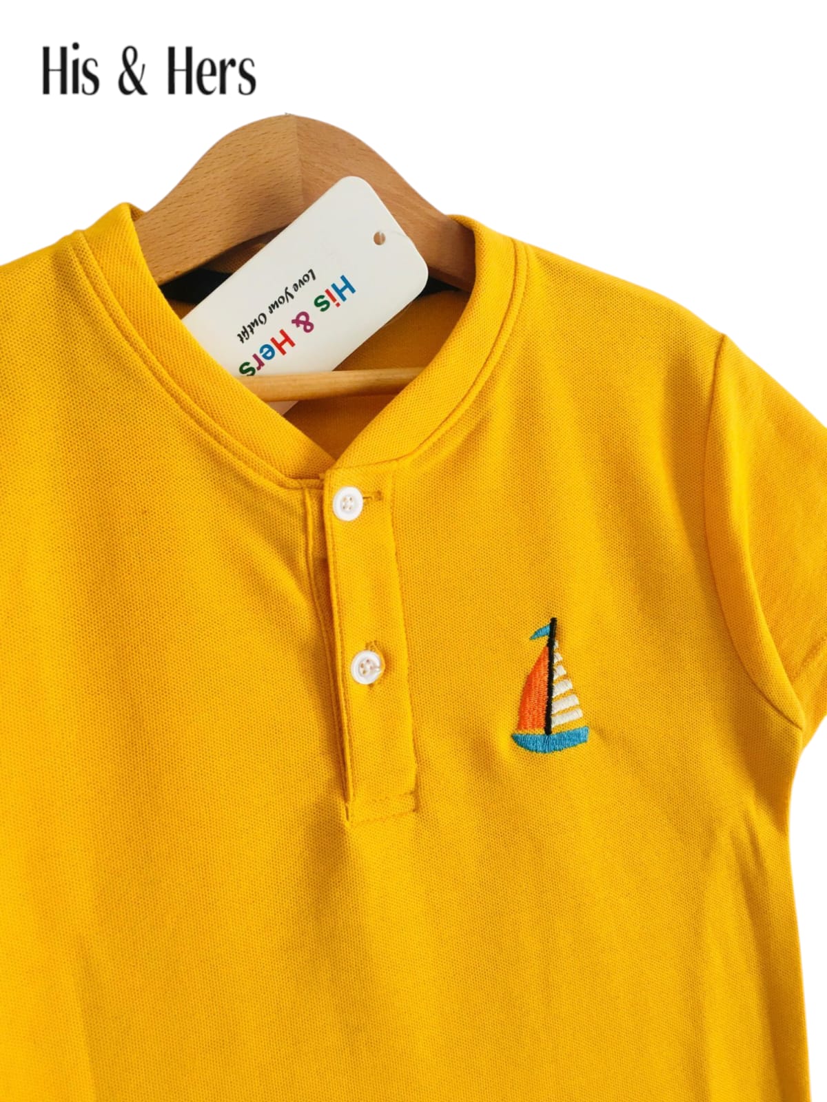 Boat Logo Kid's Yellow Henly Polo Shirts Boys. 123