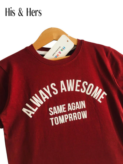 Always Awesome Mahroon Shirt Boys 123