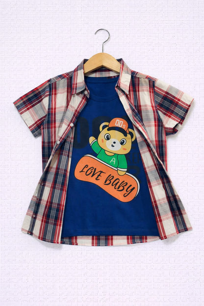 Multicolor Checked Double Casual Shirt Boys 211