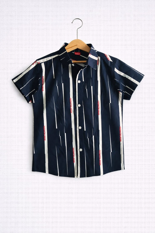White Stripped Black Casual Shirt Boys 251