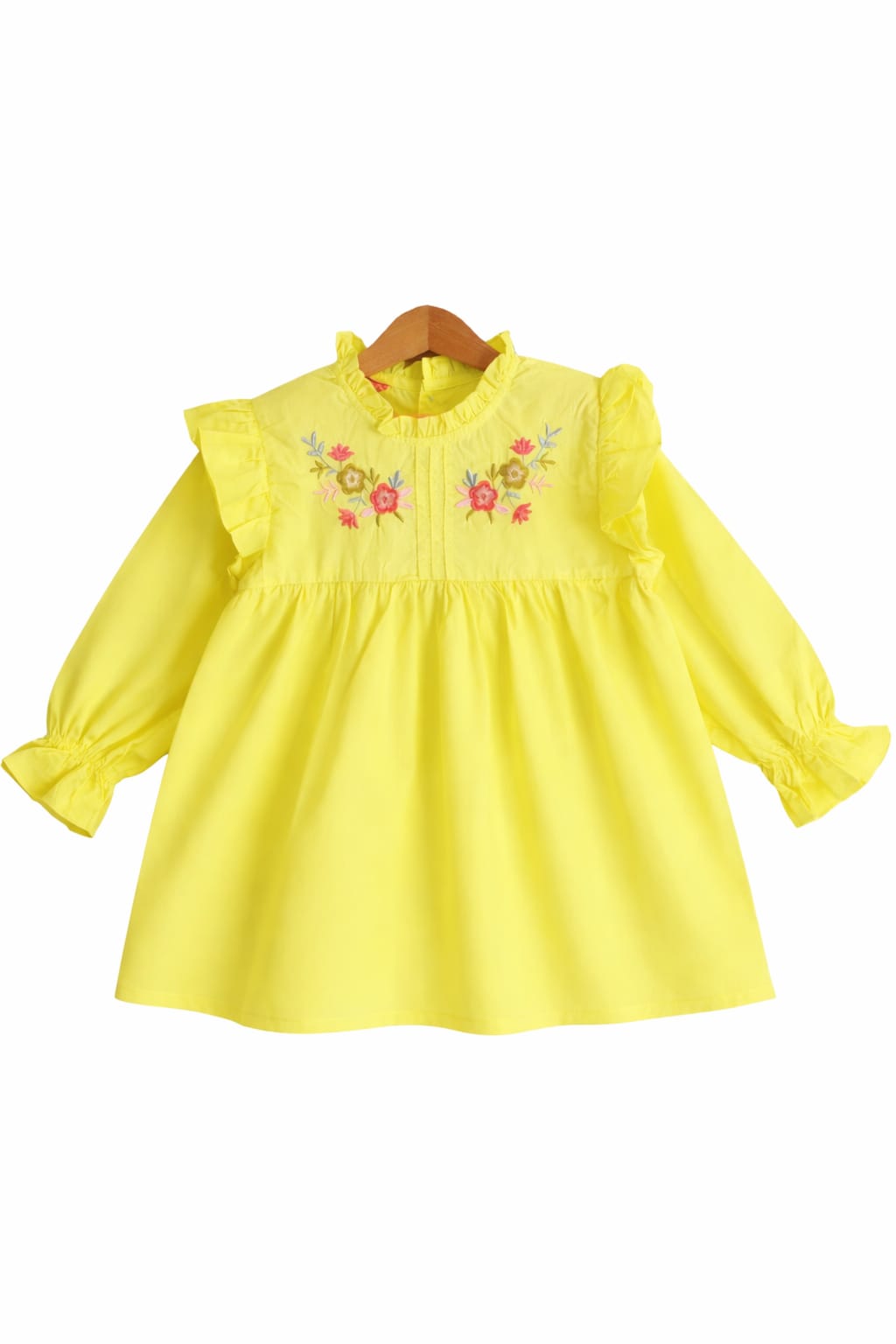 Embroidered Yellow Soft Cotton (Lawn) Girls Top 102
