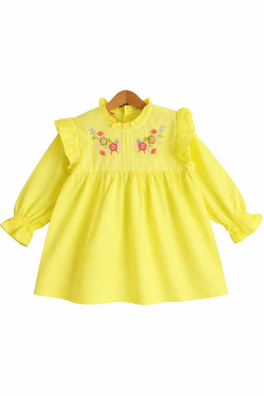 Embroidered Yellow Soft Cotton (Lawn) Girls Top 102