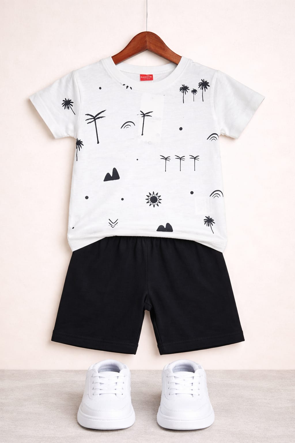 Black tree Printed White Nicker Suit Boys