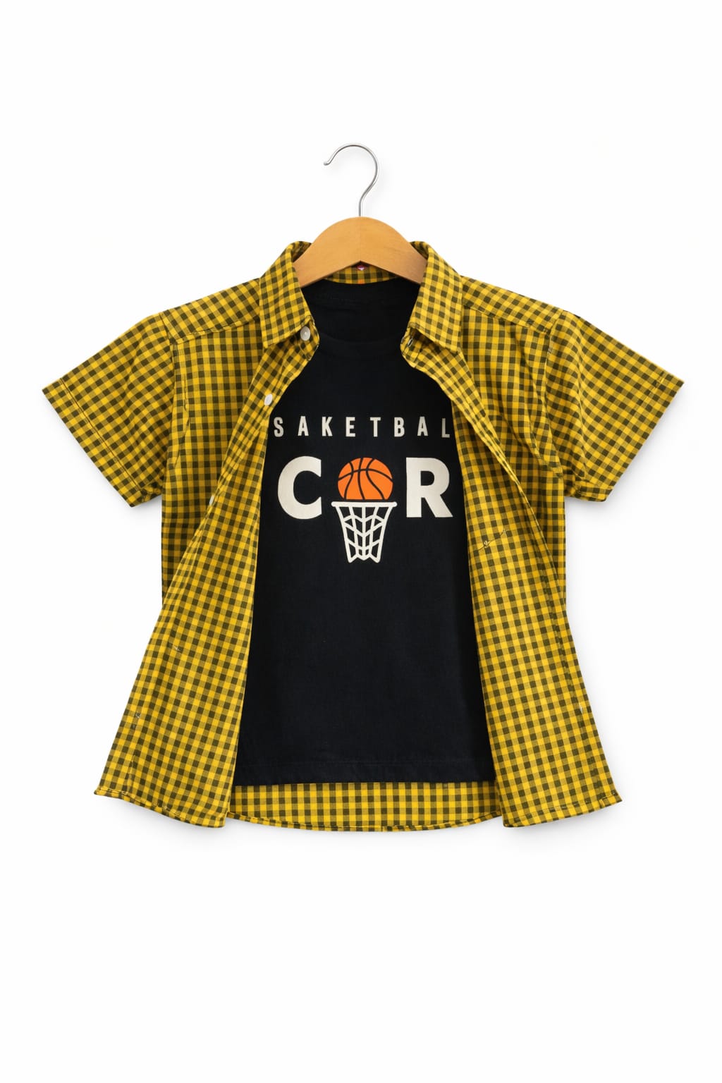 Black Checked Yellow  Double Casual Shirt 209