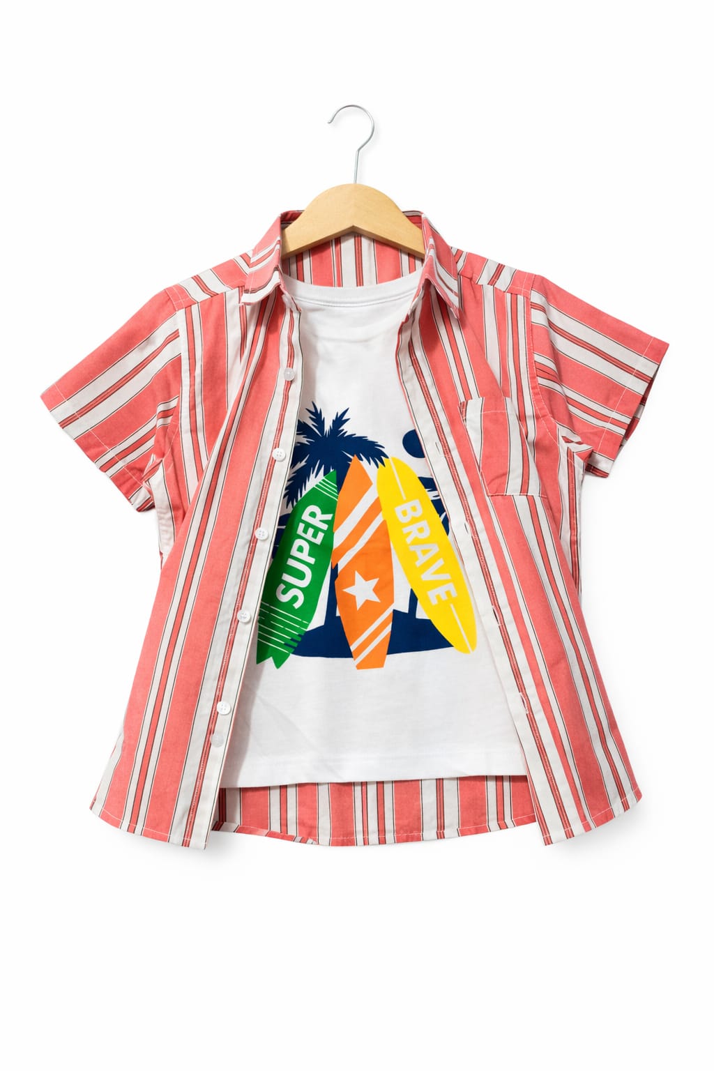 White Stripped [Super] Double Casual Shirt Boys 207