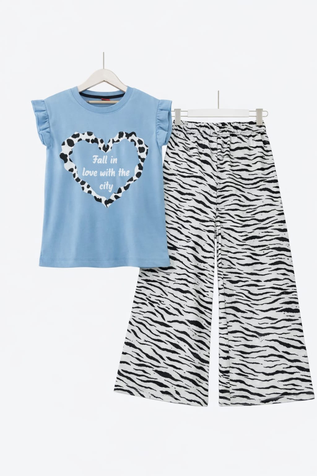 Heart Sleeveless Blue T-Shirt & Cotton Flapper 238