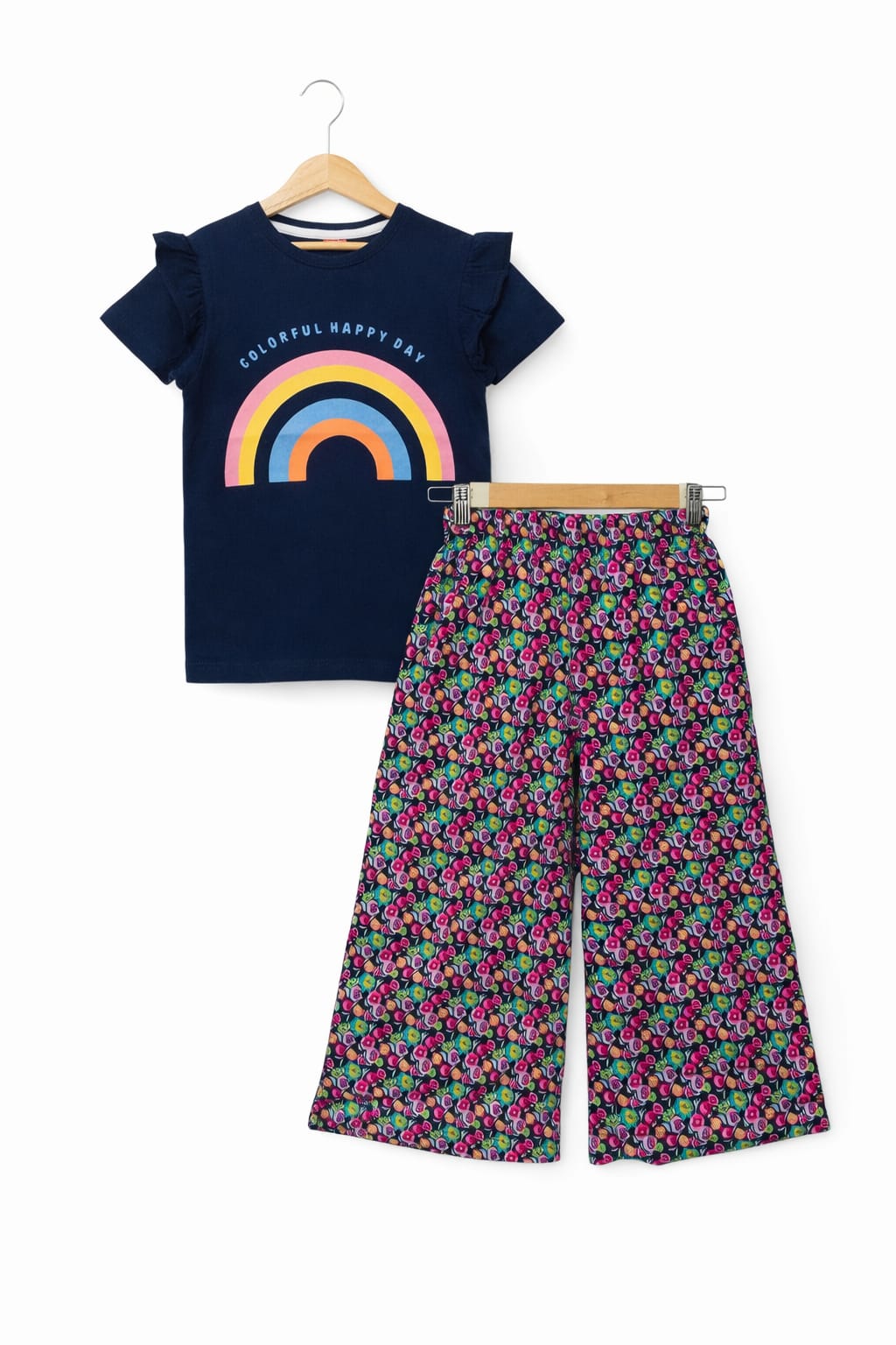Rainbow Navy T-Shirt & Cotton Flapper Girls 238