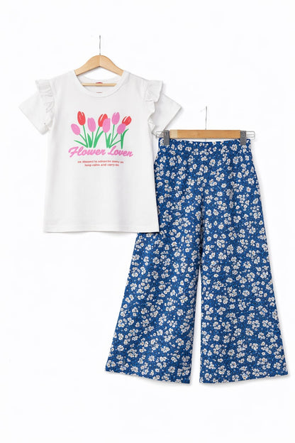 Flower Love White T-Shirt & Cotton Flapper 204