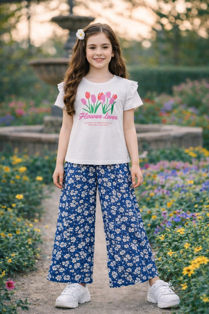 Flower Love White T-Shirt & Cotton Flapper 204
