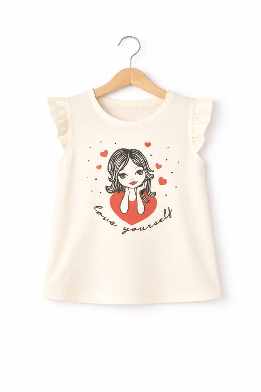Love Yourself Cream T-Shirt Girls