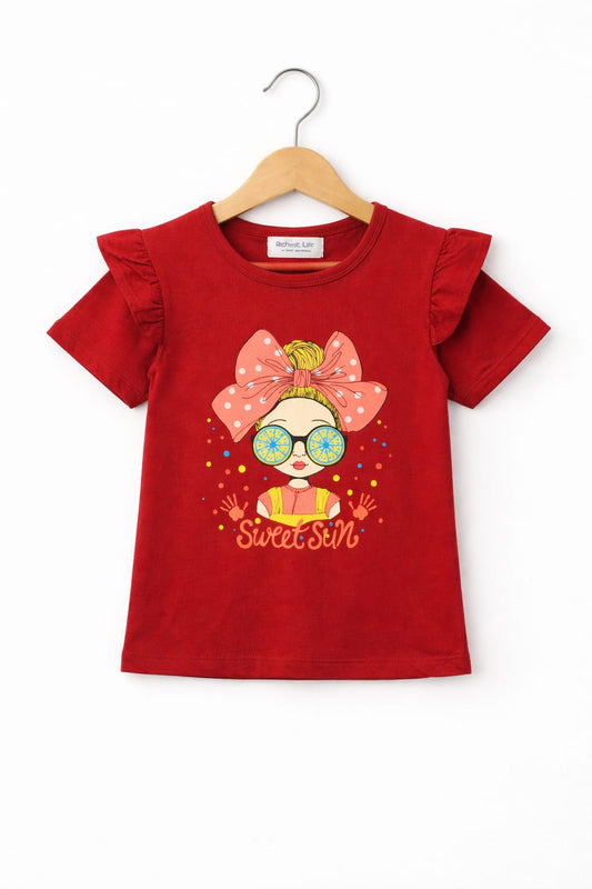 Sweet Girl Mahroon T-Shirt Girls 420