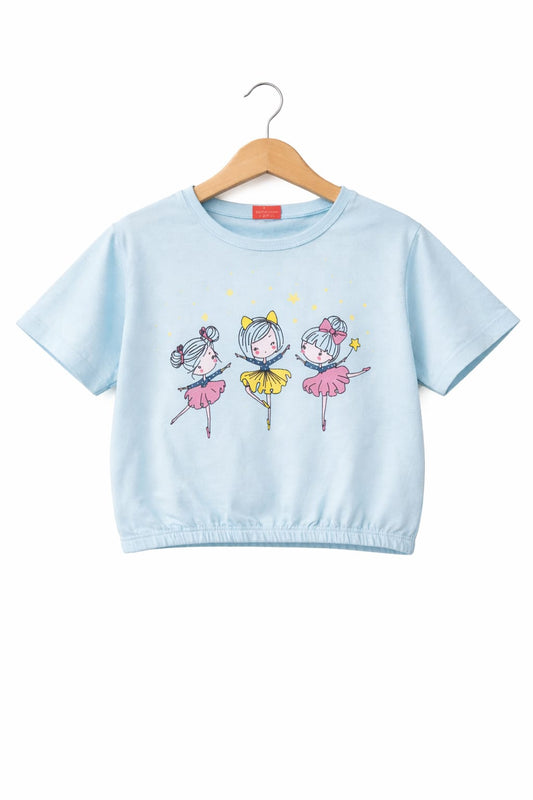 LIGHT BLUE BALLERINA T Shirt Girls 232