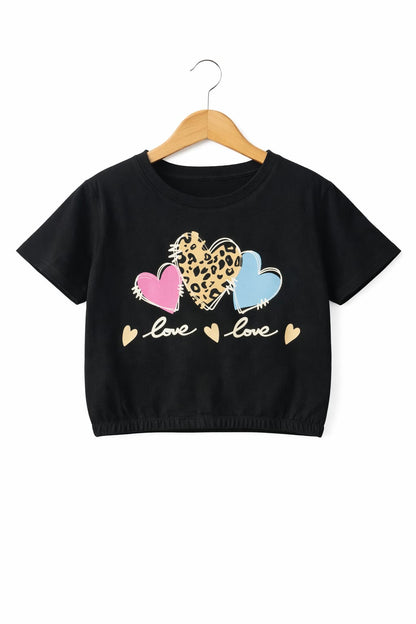 Love & Love Black T-Shirt Girls 420