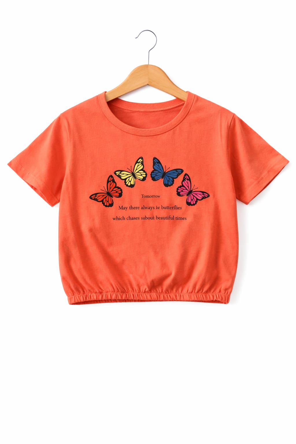 Four Butterflies Carrot T-Shirt Short Length Girls 107