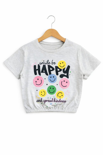 HAPPY  Smily Faces White T-Shirt Girls 121