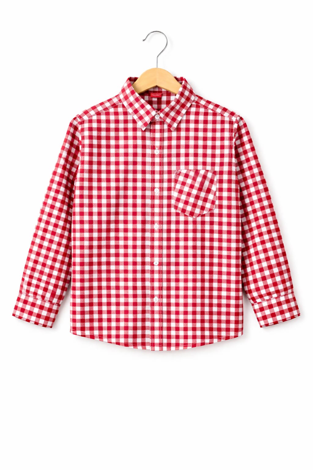 His&Hers Kid's Plaid Button Down Red And White Check Shirts Cotton Long Sleeve Dress Shirt 115